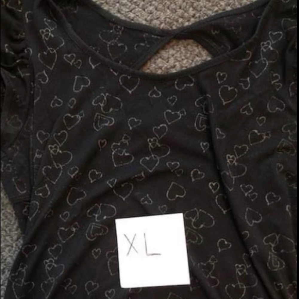 XL Black Shirt With Hearts